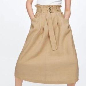 Zara Linen Paperbag Skirt - Size Large